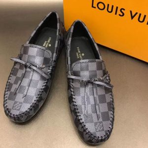 Replica Louis Vuitton LV Arizona Moccasin Shoes Damier Graphite Canvas