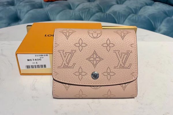 Replica Louis Vuitton M62541 LV Iris Compact Wallets Pink Mahina leather