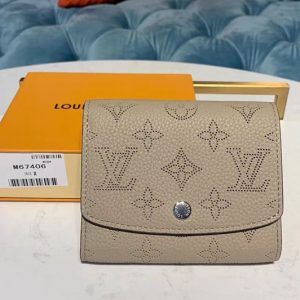 Replica Louis Vuitton M62542 LV Iris Compact Wallets Galet Mahina leather