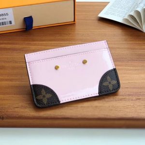 Replica Louis Vuitton M63855 LV Venice Card Holder Pink Patent Leather