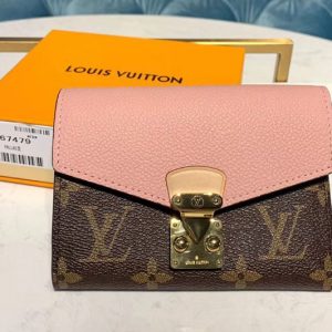 Replica Louis Vuitton M67478 LV Pallas Compact Wallet Monogram Canvas And Pink Calf Leather