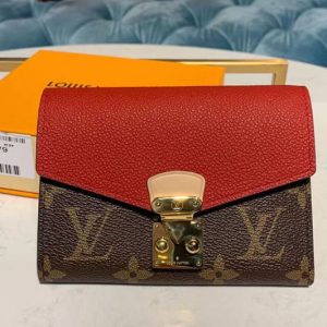 Replica Louis Vuitton M67478 LV Pallas Compact Wallet Monogram Canvas And Red Calf Leather