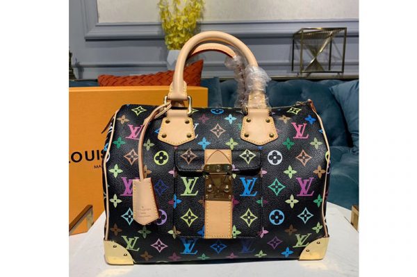 Replica Louis Vuitton M92642 LV Monogram Multicolore Speedy 30 Bags Black Multicolore