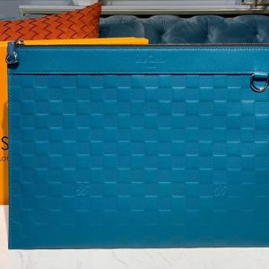 Replica Louis Vuitton N60112 LV Discovery Pochette Bags Blue Damier Infini leather