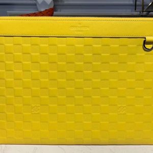 Replica Louis Vuitton N60112 LV Discovery Pochette Bags Yellow Damier Infini leather