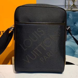 Replica Louis Vuitton M93223 LV Messenger Bags Black Damier Geant Canvas