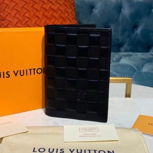 Replica Louis Vuitton N60181 LV Passport Cover Wallets Black Damier Infini Leather