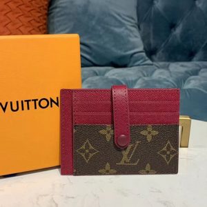 Replica Louis Vuitton M61730 LV Card Holder Wallet Monogram Canvas And Red Calf Leather