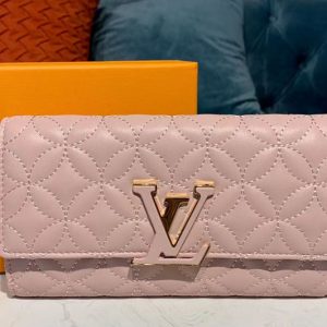 Replica Louis Vuitton M68590 LV Capucines long wallet Pink Calf Leather