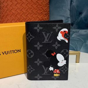 Replica Louis Vuitton M64411 LV Passport Cover Wallet Monogram Eclipse Canvas With Mickey