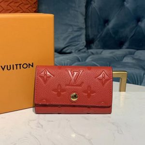 Replica Louis Vuitton M63708 LV 6-Key Holder Red Monogram Empreinte leather