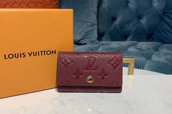 Replica Louis Vuitton M63708 LV 6-Key Holder Bordeaux Monogram Empreinte leather