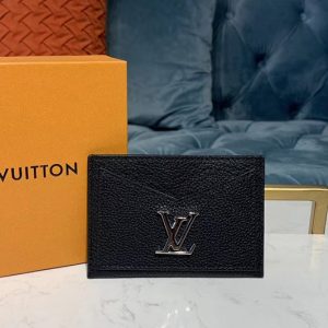 Replica Louis Vuitton M68556 LV Lockme card holder Black Calf leather