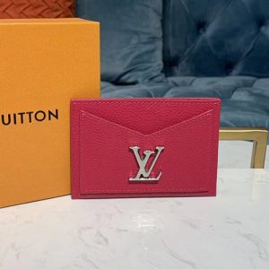 Replica Louis Vuitton M68555 LV Lockme card holder Hot Pink Calf leather