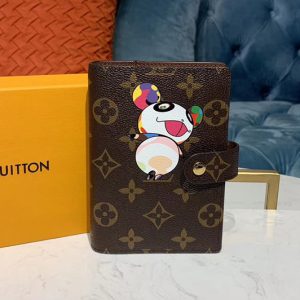 Replica Louis Vuitton R20005 LV Small Ring Agenda Cover Wallet Monogram canvas With Panda