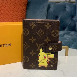 Replica Louis Vuitton R20005 LV Small Ring Agenda Cover Wallet Monogram canvas With Pikachu