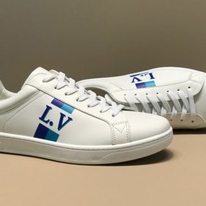 Replica Louis Vuitton 1A57T9 LV Luxembourg Sneaker in White Calf leather With Blue web