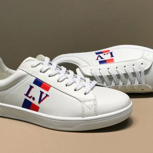 Replica Louis Vuitton 1A57U5 LV Luxembourg Sneaker in White Calf leather With Red web