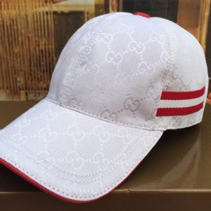 Replica Gucci 200035 Original GG canvas baseball hat with Web In White/Silver Original GG