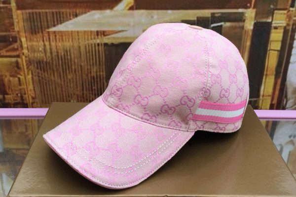 Replica Gucci 200035 Original GG canvas baseball hat with Web In Pink Original GG