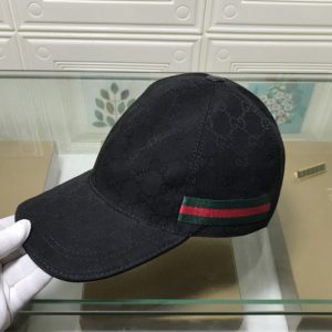 Replica Gucci 200035 Original GG canvas baseball hat with Green/Red Web In Black Original GG