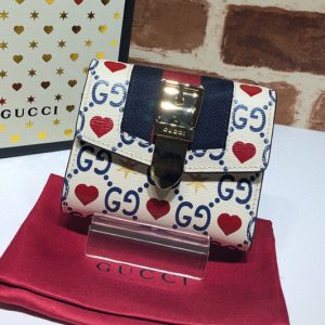 Replica Gucci ‎476081 Sylvie leather Heart wallet in White Leather