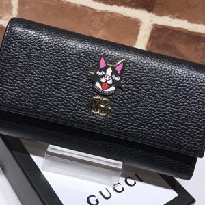 Replica Gucci ‎499324 Continental wallet With Dog in Black Leather