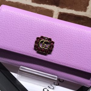 Replica Gucci ‎499779 Continental wallet With GG Logo in Pink Leather