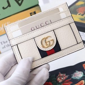 Replica Gucci 523159 Ophidia card case White leather With Web