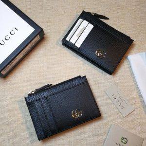 Replica Gucci 574804 GG Marmont card case in Black Leather