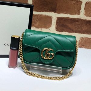 Replica Gucci 575161 GG Marmont mini coins bag in Green Leather