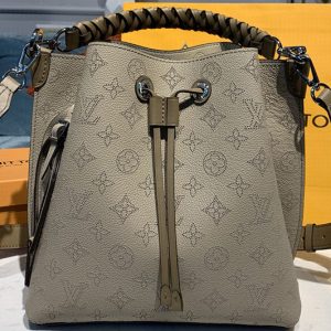 Replica Louis Vuitton M55799 LV Muria bucket bag in Grey Mahina Calf leather