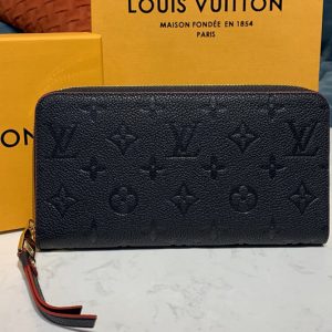 Replica Louis Vuitton M62121 LV Zippy wallet Navy Blue/Red Monogram Empreinte Leather