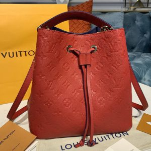 Replica Louis Vuitton M45306 LV Neonoe MM Bags in Navy Red Monogram Empreinte leather