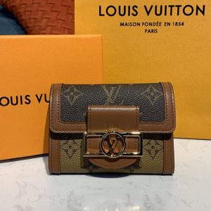 Replica Louis Vuitton M68725 LV Dauphine compact wallet in Monogram and Monogram Reverse coated canvas