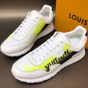 Replica Louis Vuitton 1A5ATF LV Run Away Sneaker in white calf leather and Yellow textile printed