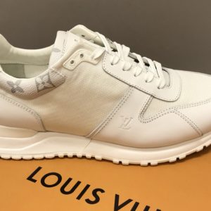 Replica Louis Vuitton 1A5AXR LV Run Away Sneaker in Monogram Eclipse canvas and White calf leather