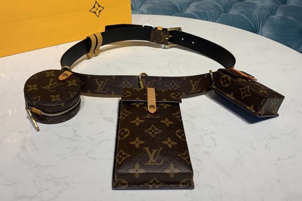 Replica Louis Vuitton M30411 Outdoor flap messenger Bag in Taiga Leather and Monogram Eclipse Canvas