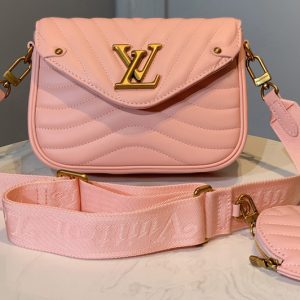 Replica Louis Vuitton M56466 LV Multi Pochette New Wave Bag in Pink Calf leather