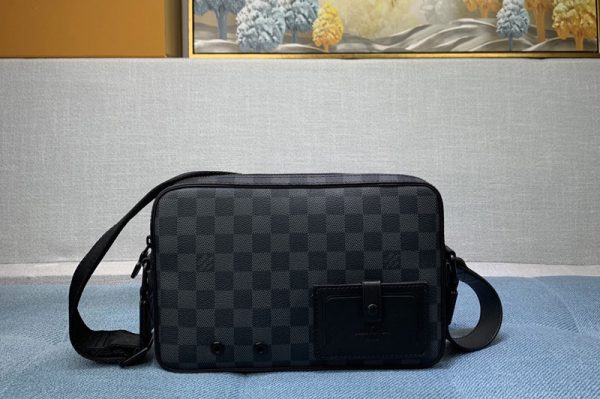 Replica Louis Vuitton N40188 LV Alpha Messenger bag In Damier Graphite canvas