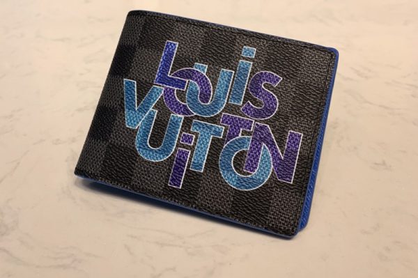 Replica Louis Vuitton N60303 LV Multiple Wallet In Damier Graphite Canvas and Blue