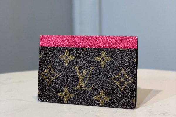 Replica Louis Vuitton M60703 LV Card Holder in Pink Monogram Canvas