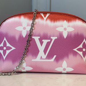 Replica Louis Vuitton M69138 LV Escale Pochette Cosmetique Chain Bag In Red Monogram Canvas