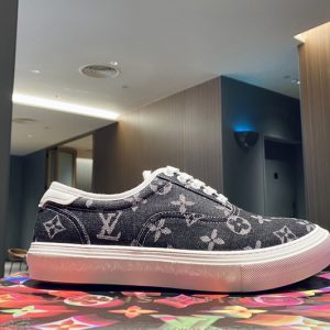 Replica Louis Vuitton 1A5AV5 LV Trocadéro richelieu sneaker in Black Monogram Denim