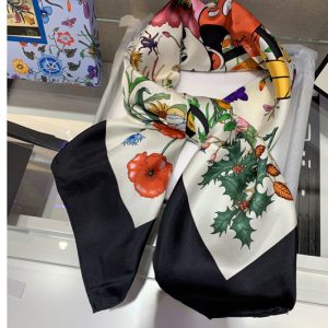 Replica Gucci 607325 Disney x Gucci silk scarf in Black