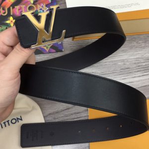 Replica Louis Vuitton M0226V LV Optic 40mm reversible belt in Black Calf Leather With Gold Buckle