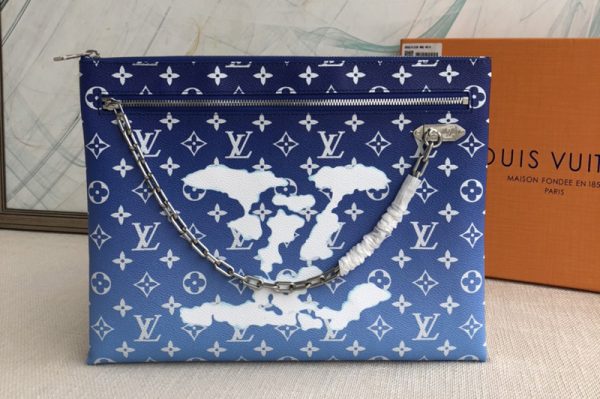 Replica Louis Vuitton M45480 LV Virgil Abloh Etui Voyage GM in Blue Monogram Canvas