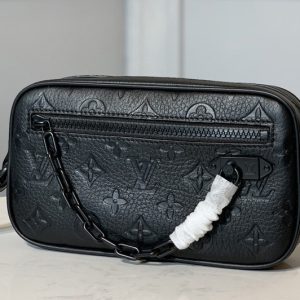 Replica Louis Vuitton M55703 LV Pochette Volga Men Clutch in Black Taurillon Leather