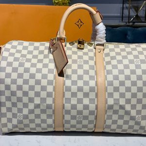 Replica Louis Vuitton N48223 LV Keepall Bandouliere 45 Bag in Damier Azur Canvas