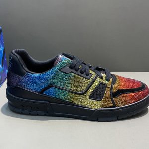 Replica Louis Vuitton 1A5YLO LV Trainer sneaker in multi-colored strass